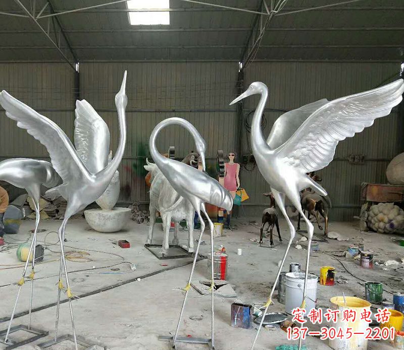 湖北艺术雕刻仙鹤不锈钢雕塑