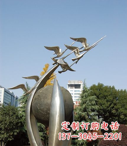 湖北唯美 大雁不锈钢雕塑