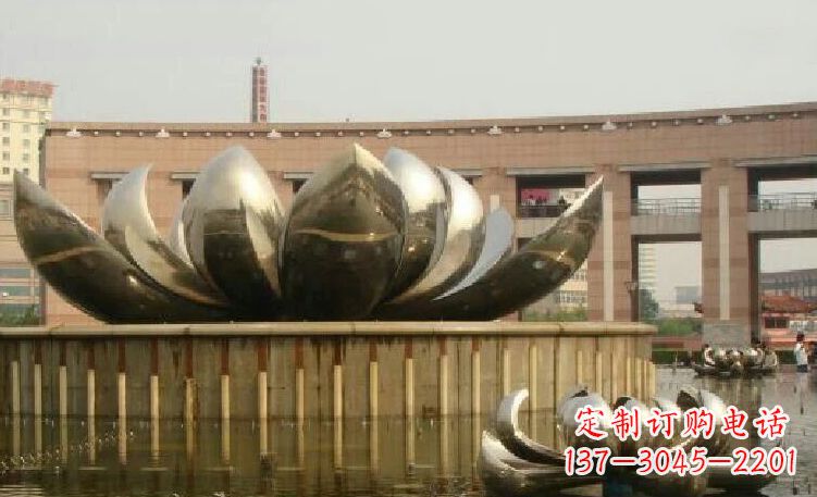 湖北廊中领雕塑优质的不锈钢荷花雕塑