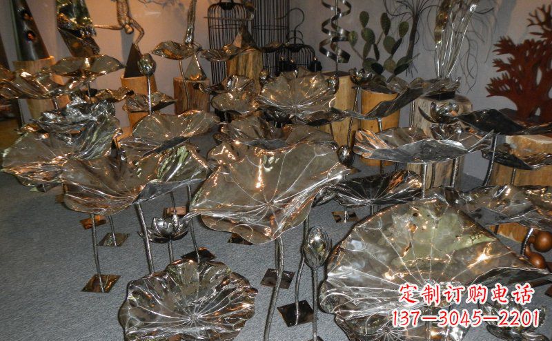 湖北抛光不锈钢荷叶雕塑