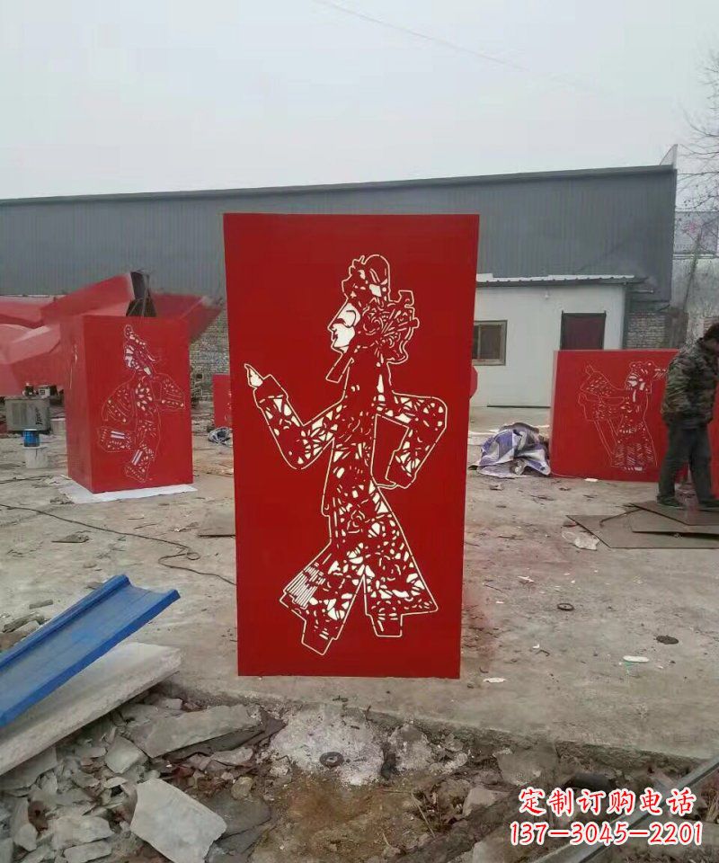 湖北不锈钢灯罩皮影戏人物雕塑