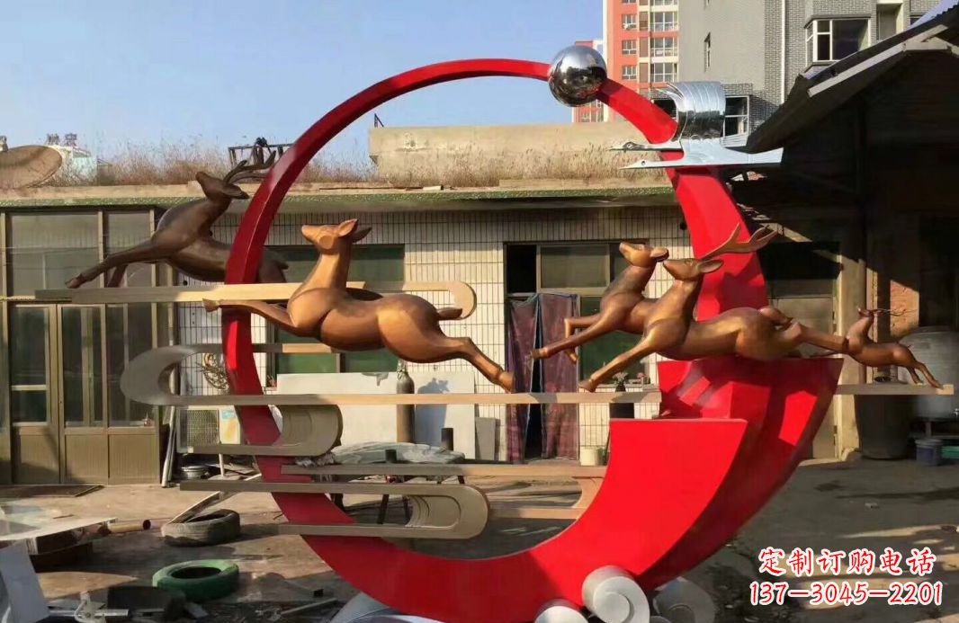湖北高端不锈钢梅花鹿雕塑