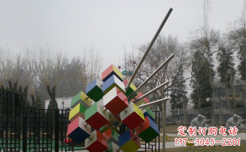 湖北不锈钢魔方雕塑,玩转您的公园