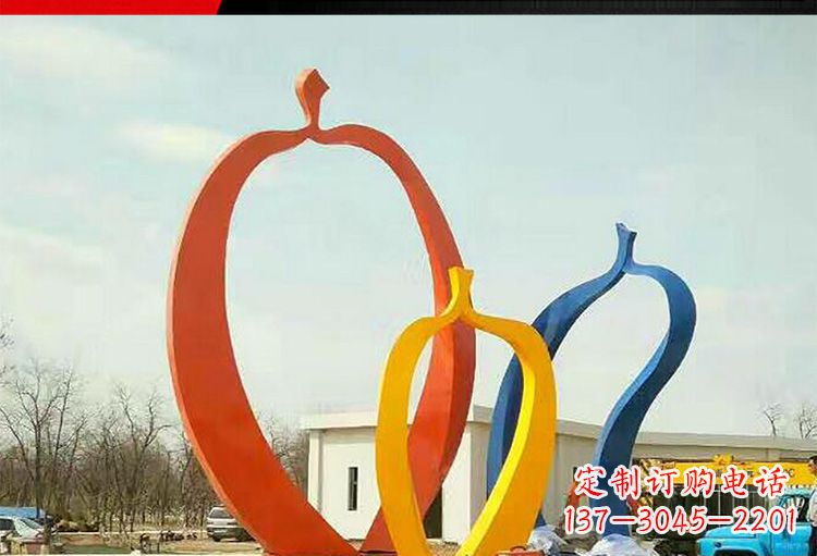 湖北金光闪耀,果实成熟——不锈钢苹果雕塑