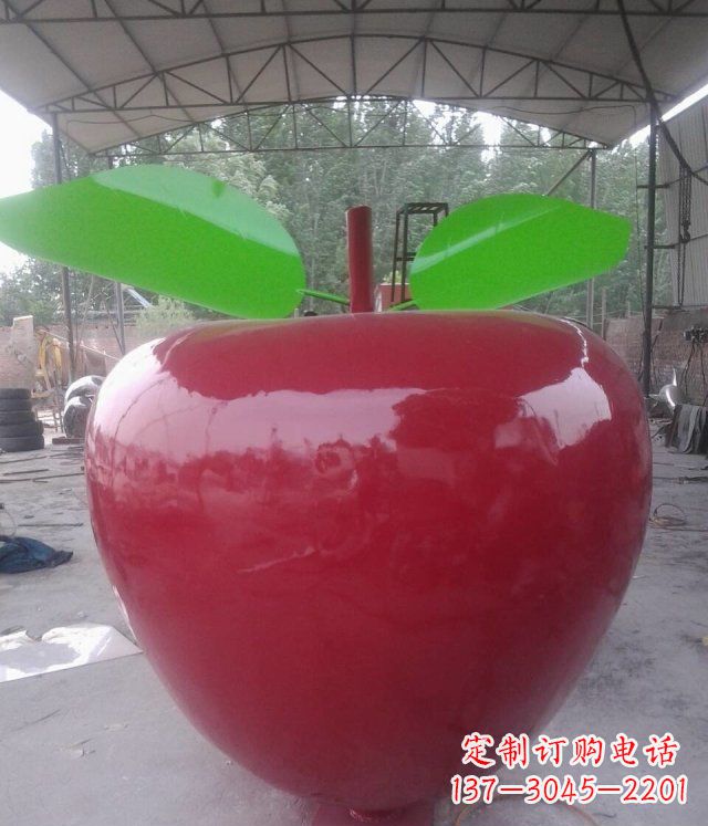 湖北黑凤凰不锈钢苹果景观雕塑