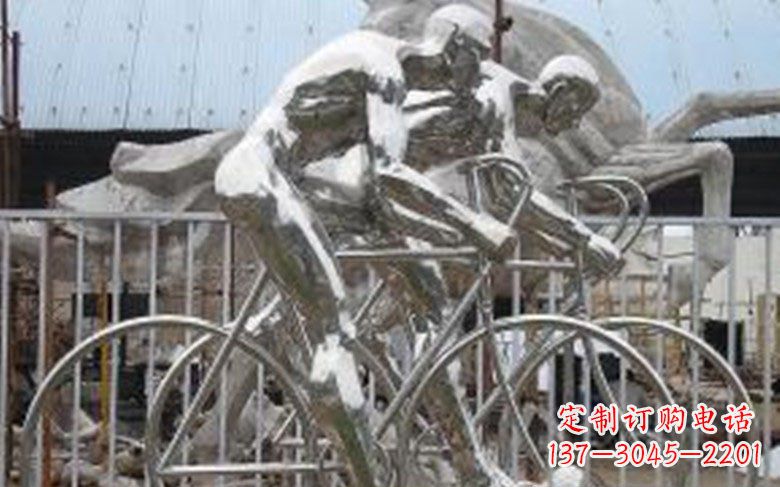 湖北铸造不锈钢骑自行车景观雕塑