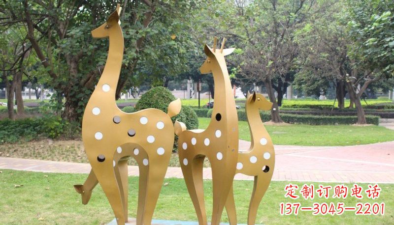 湖北彩色不锈钢梅花鹿雕塑