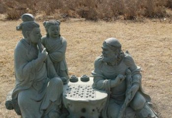 湖北公园八仙下棋小品铜雕