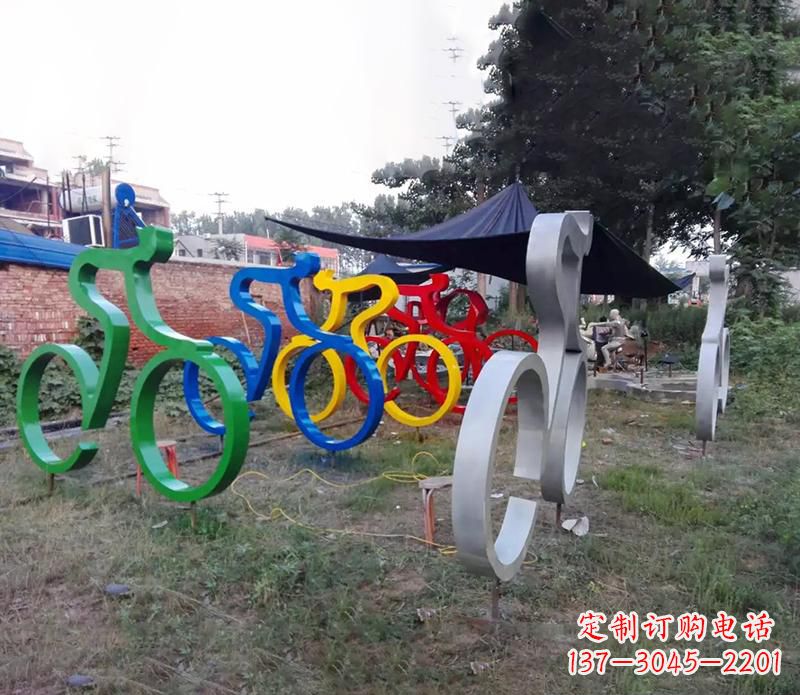 湖北抽象不锈钢自行车雕塑