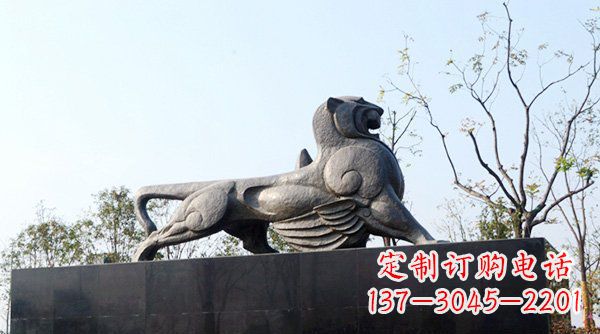 湖北公园抽象狮子动物铜雕