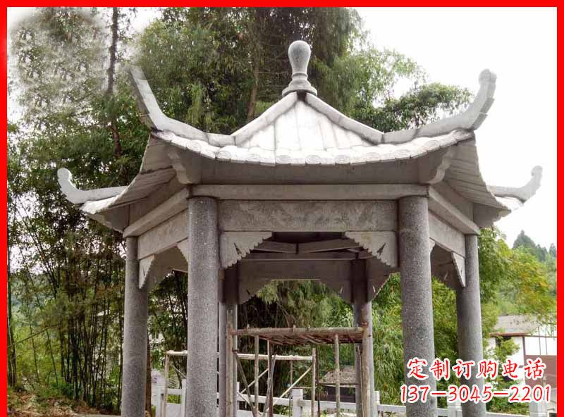 湖北复古公园石凉亭雕塑