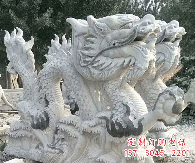 湖北优雅古典大理石生肖龙雕塑