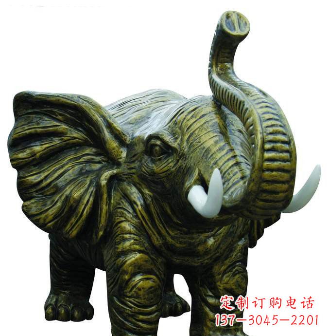 湖北公园大象动物铜雕