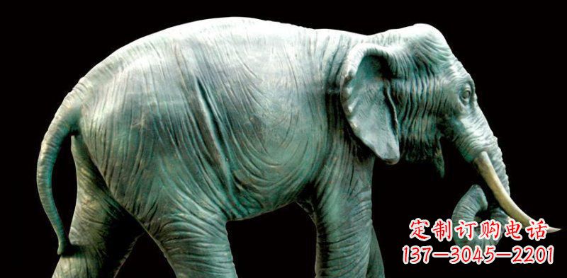 湖北公园大象动物铜雕 (3)