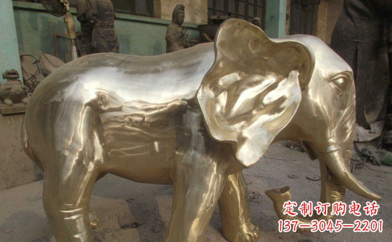 湖北公园大象动物铜雕_2