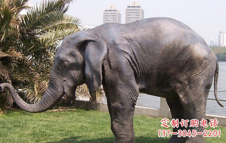 湖北公园大象铜雕塑