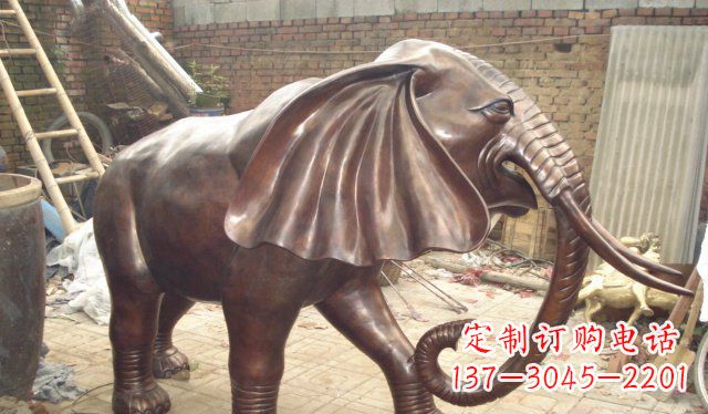 湖北精美细腻的铸铜大象雕塑