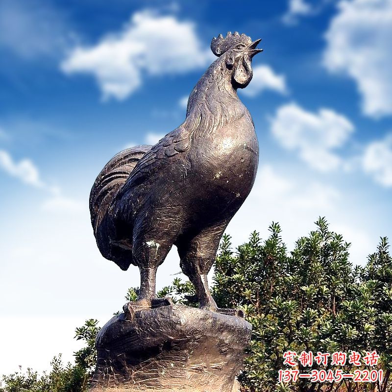 湖北威风凛凛的大型铸铜酉鸡雕塑