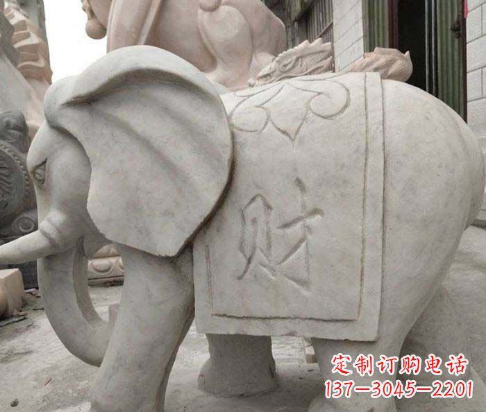 湖北公园动物大理石大象石雕 (2)