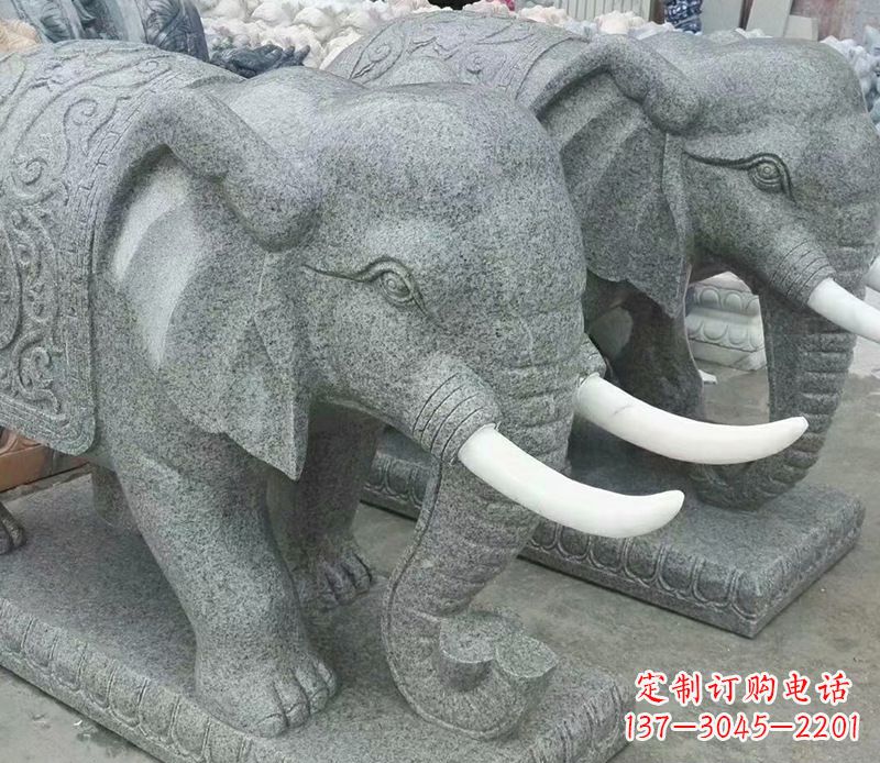 湖北象征力量的大理石大象雕塑