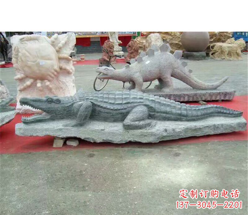 湖北公园动物鳄鱼石雕