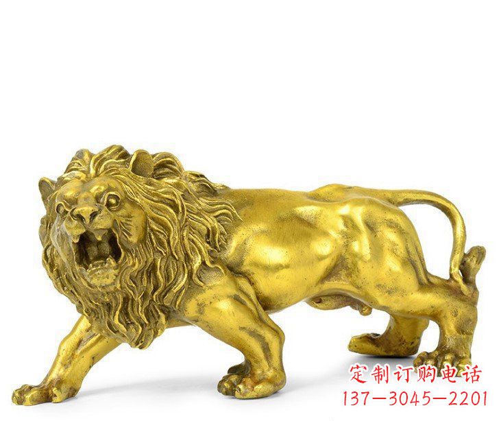 湖北黄铜鎏金狮子雕塑——象征力量的艺术精品