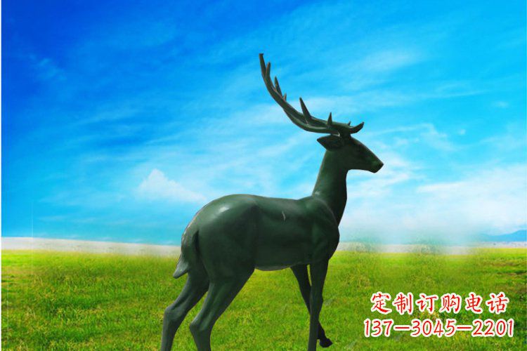 湖北公园动物梅花鹿铜雕