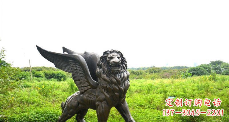 湖北公园飞狮动物铜雕