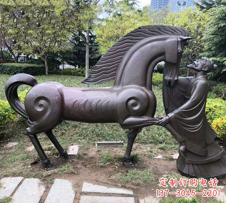 湖北公园古代名人伯乐相马铜雕