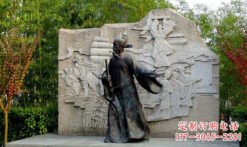 湖北公园海瑞古代名人人物铜雕