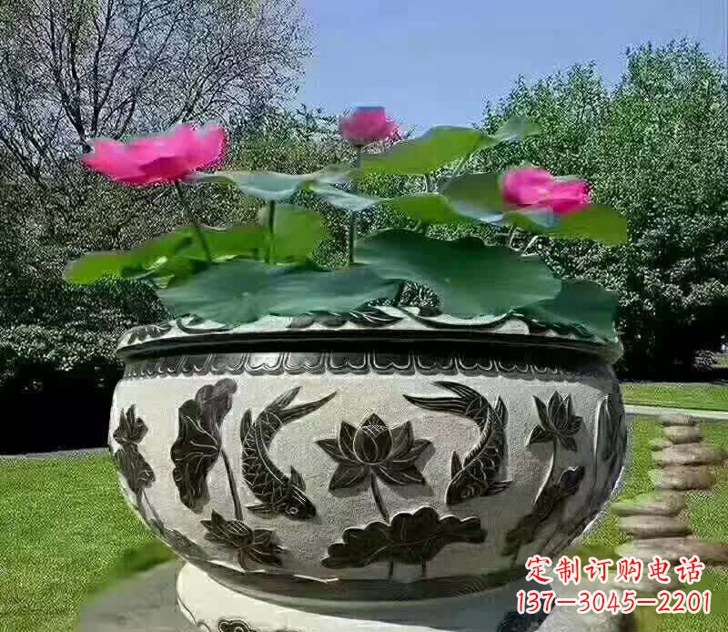 湖北唯美鲤鱼水缸雕塑