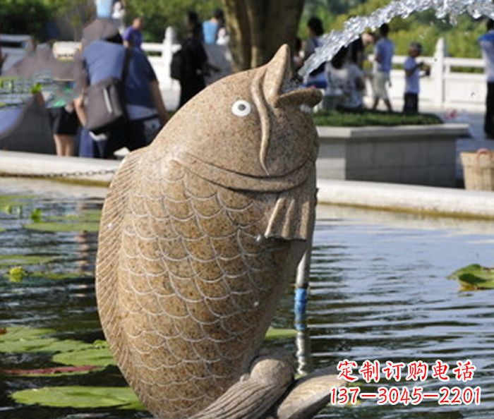 湖北大理石鲤鱼喷泉石雕