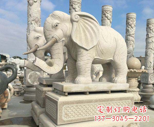 湖北公园景观大理石招财大象石雕 (2)