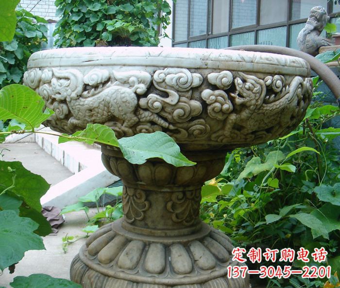 湖北公园景观仿古花盆石雕