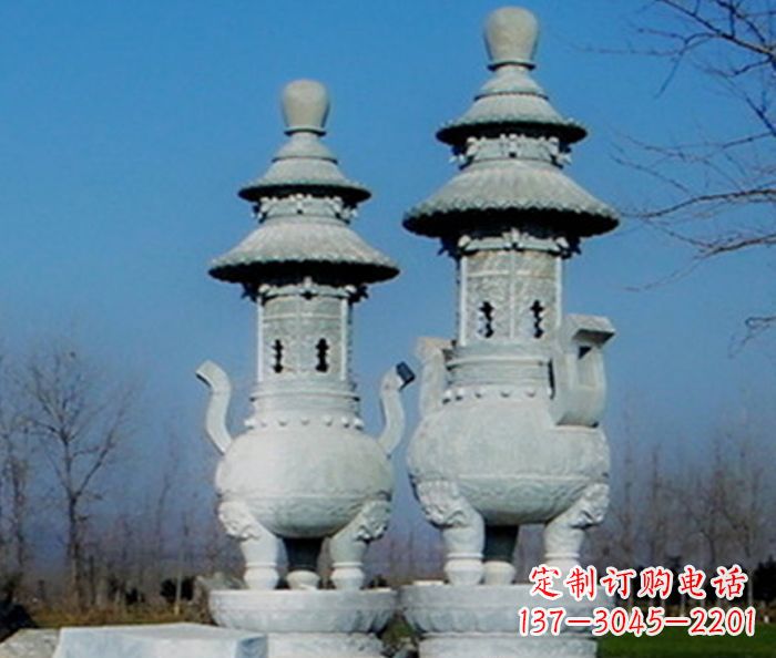 湖北公园景观仿古石雕香炉