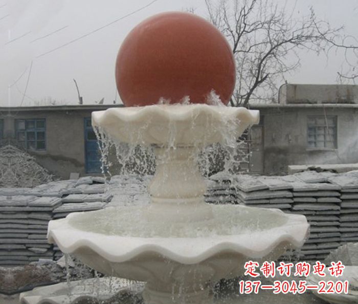 湖北公园景观汉白玉风水球喷泉石雕