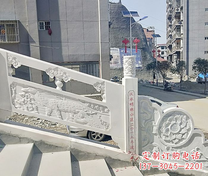 湖北汉白玉石雕栏板,唯美园林装饰
