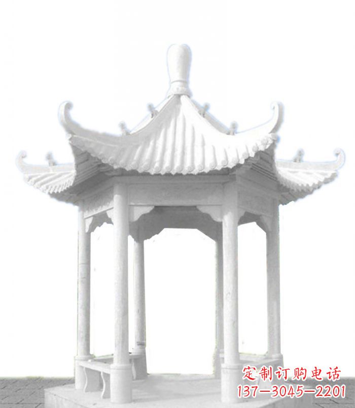 湖北公园景观汉白玉石雕凉亭 (2)
