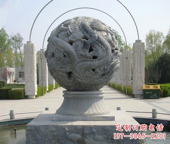 湖北公园景观镂空龙浮雕喷泉石雕