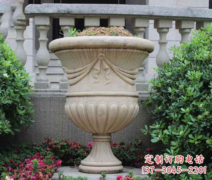 湖北公园景观欧式花盆石雕
