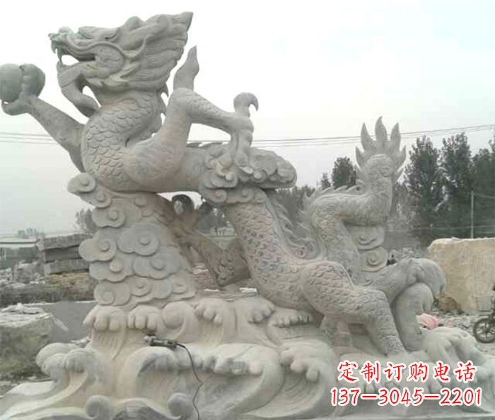 湖北公园景观青龙出水石雕