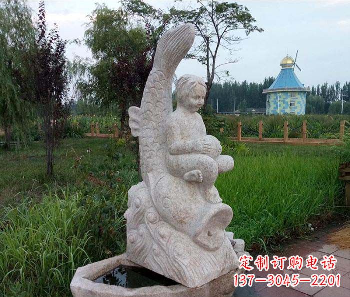 湖北公园景观石雕鱼喷泉 (2)