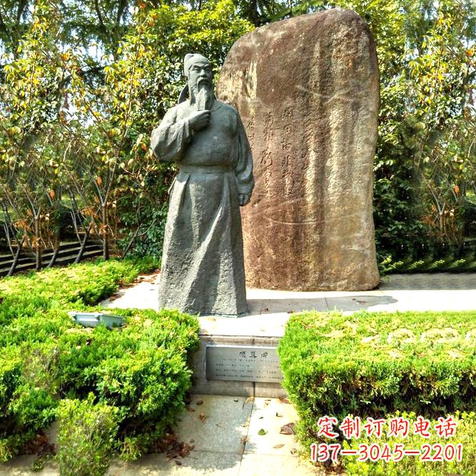 湖北公园景区历史名人颜真卿铜雕像