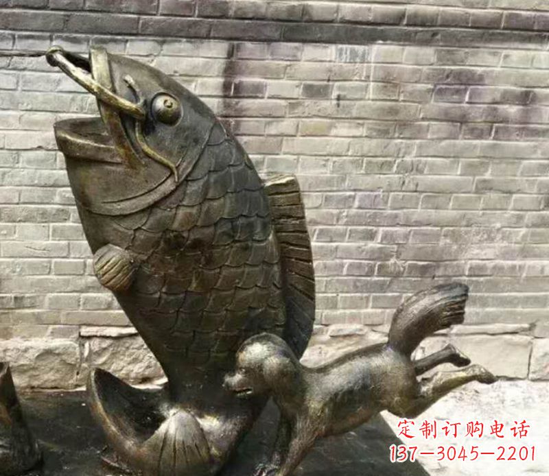 湖北优雅艺术的鲤鱼铜雕