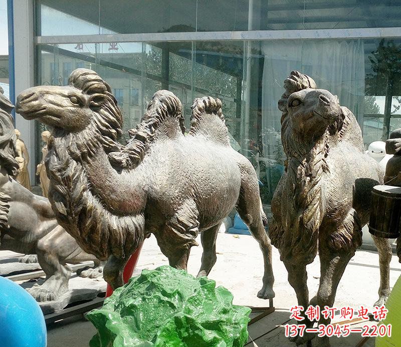 湖北公园骆驼动物铜雕 (2)