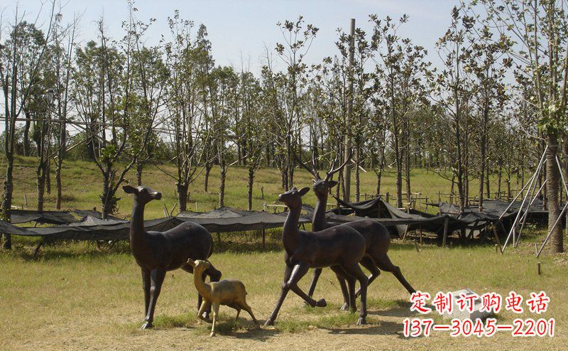 湖北优雅雕塑-梅花鹿铜雕
