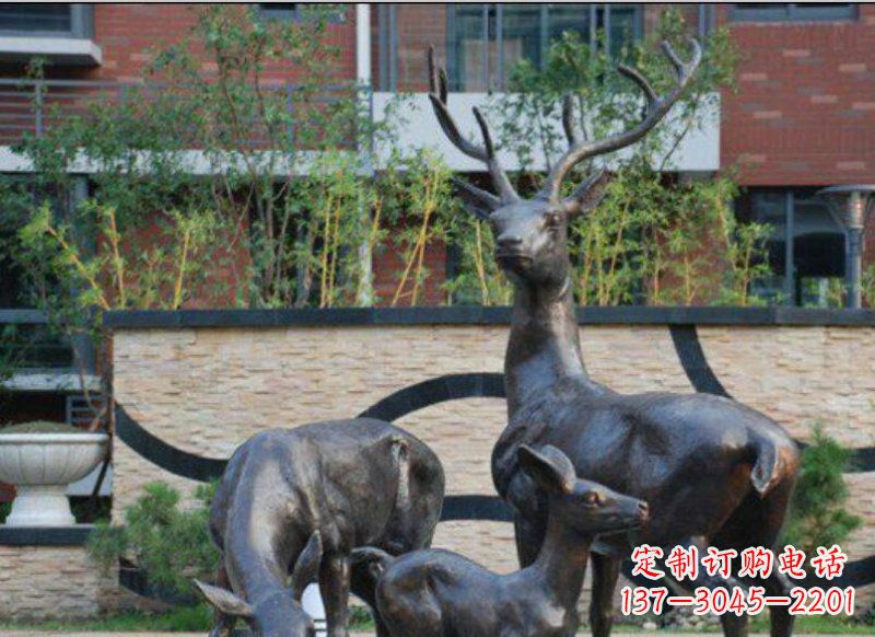 湖北古雅优雅的梅花鹿铜雕