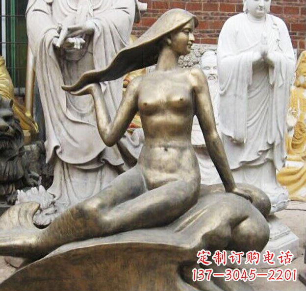 湖北公园美人鱼景观铜雕 (3)