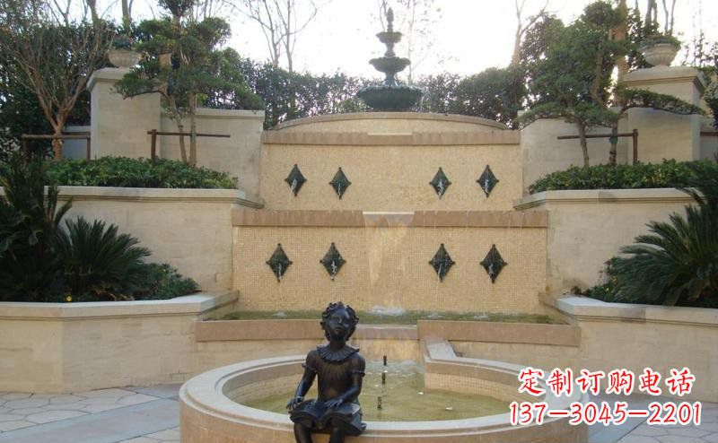 湖北西方风尚小女孩铜雕