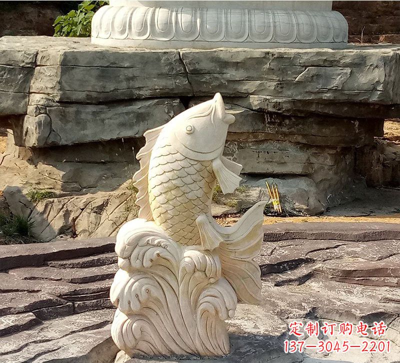 湖北室外公园鲤鱼石雕装饰